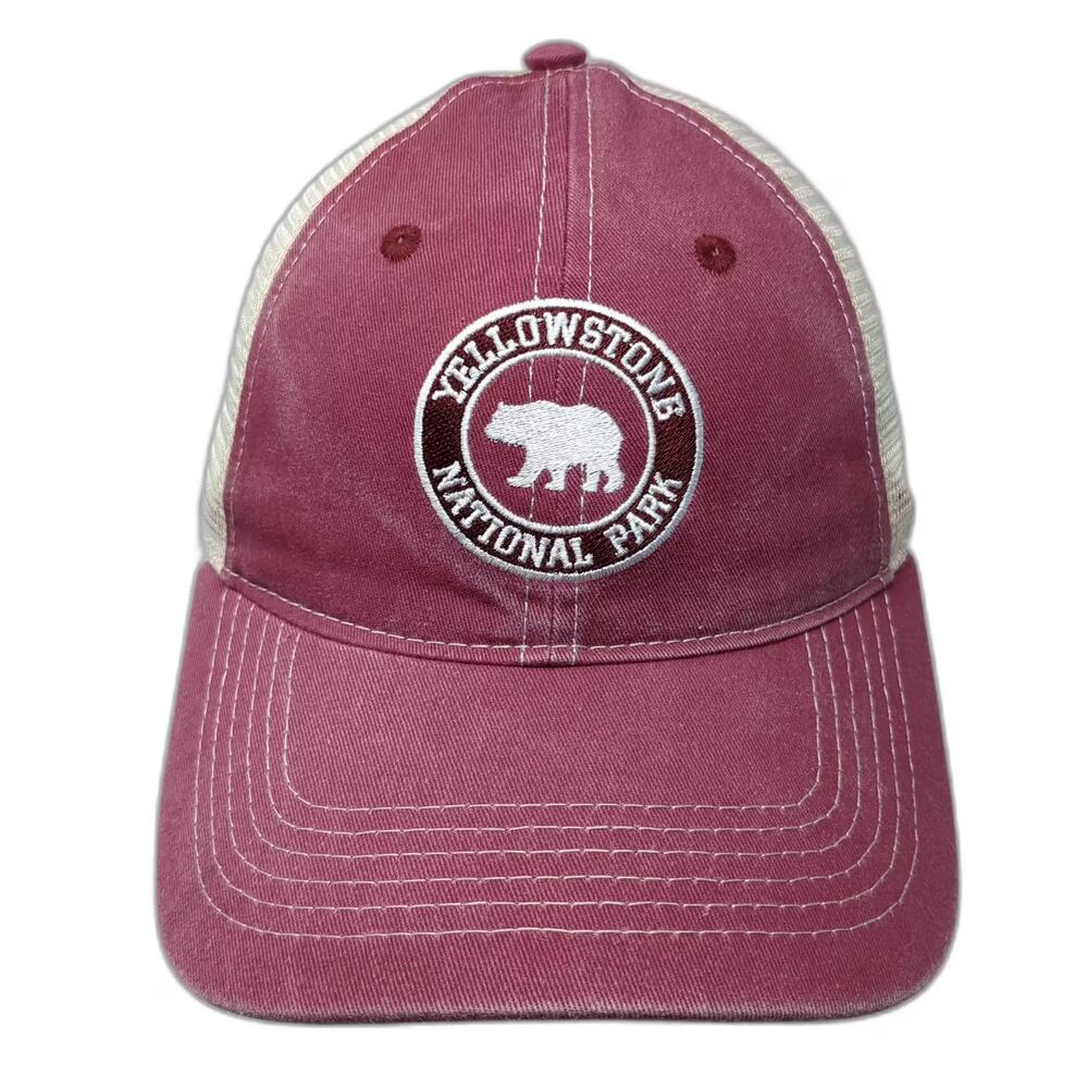 Triangle Sport Headwear Yellowstone National Park Bear Red Beige Trucker Hat OS
